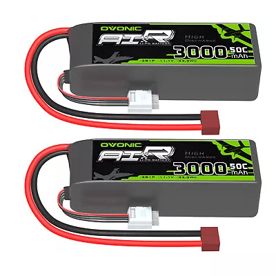 2X Ovonic 11.1V 50C 3000mAh 3S Lipo Battery T Plug For RC Heli Jet Car Truk Boat • $56.11