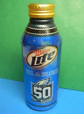 Sweet Miller Lite Philadelphia Eagles Football Aluminum Bottle Beer Can 16oz. Pa • $4.99