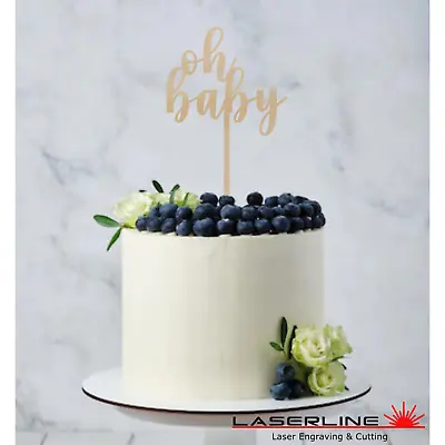 Oh Baby Cake Topper Baby Shower Gender Reveal Baby Boy Baby Girl Wooden Birthday • $9.99