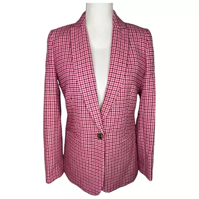 NEW J. Crew Factory Women’s Size 4 Pink Houndstooth One Button Blazer NWT • $55.20