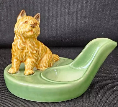A Vintage Wade Potter Pipe Rest In Green With A Terrier Dog • $18.67