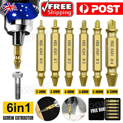 $8.25 • Buy 6pcs Damaged Screw Extractor Speed Out Drill Bits Tool Set Broken Bolt Remover