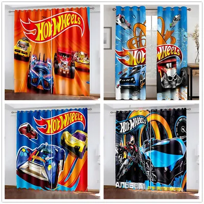 Kids Bedroom Hot Wheels Blackout Curtains 3D Cars Curtains Ring Top Eyelet Gift • £34.80