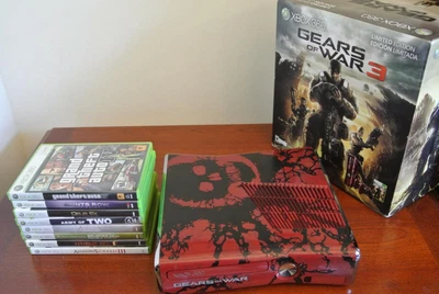 $349.99 • Buy Microsoft Xbox 360 GEARS OF WAR 320GB HD System Console 8 GAMES Controllers LOT