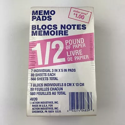 Vintage Dollarama Memo Pads Pack Sealed 7 Notepads 3 X 5 Inches • $13.39