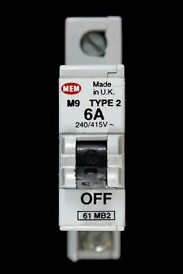Mem 6 Amp Type 2 M9 Mcb Circuit Breaker 61mb2 • £3.95