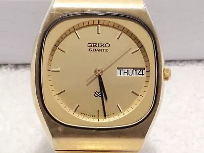 Vintage Seiko SQ Men Quartz Watch Stainless Steel Gold Plated 4 Jewels Day Date • $10.50