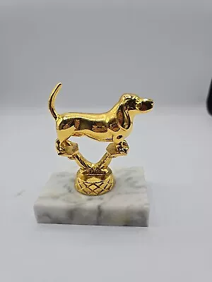 Metal Gold Tone Dachshund Sporting Dog Trophy Topper Award Marble Base 35  • $21.50