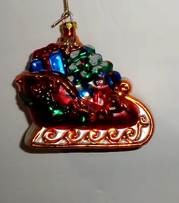 Vintage BK Brass Key Santa's Sleigh Mercury Glass Ornament 4  • $7.99