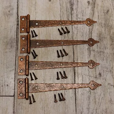 4PC Vintage Mckinney Forged Iron FullSurface Strap Hinge Cabinet Hardware-Copper • $18