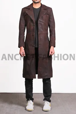 Leather Trench Coat For Men Long Length Coat • $144