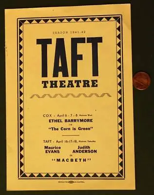 1941 Cincinnati Ohio Taft Theatre Ethel Barrymore Program Covington Kentucky---- • $9.99