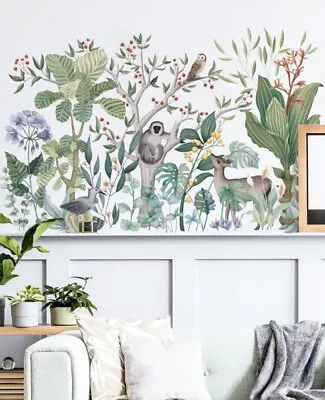 £10 • Buy Jungle Wall Sticker Animal Wall Decal Safari Animal Mural Green Leaf Wall Decal