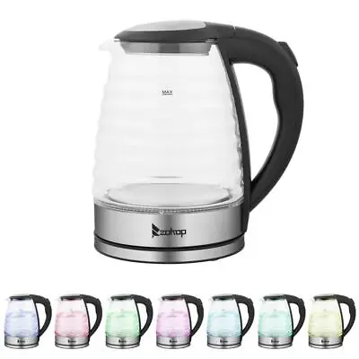 Zokop 1.8L Electric Glass Kettle 7Color LED Illuminated Fast Water Boiler Jug • £119.99