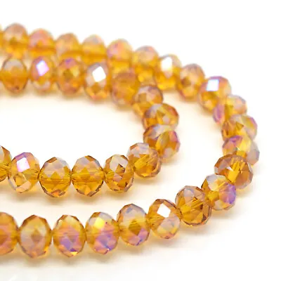 Faceted Rondelle Crystal Glass Beads 4mm6mm8mm10mm - Pick Ab Colour • £2.10