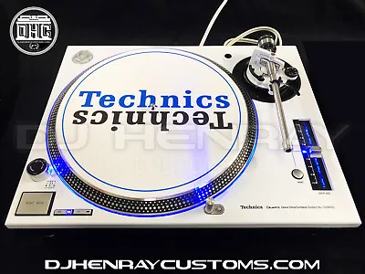 2 Custom White Powder Coated Technics SL1200 M3d With Blue Leds Halos Turntables • $2695