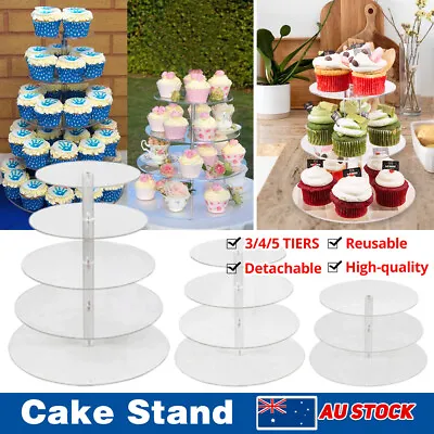 3/4/5/6/7Tier Acrylic Round Cupcake Stand Cake Plate Tree Birthday Wedding Party • $17.79