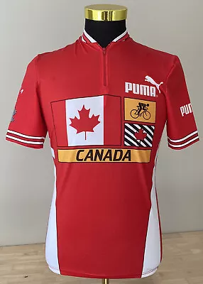 Vintage Puma Cycling Top Jersey Men's Size Small Canada Made Red Tour De France • $25