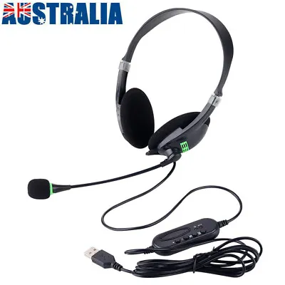 AU USB Headset Gaming Headphone With Microphone Noise Cancelling To PC Laptop • $17.06