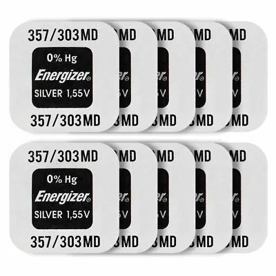 10 X Energizer Silver Oxide 357/303 Batteries 1.55V D357 V357 SR44 Watch • $18.95