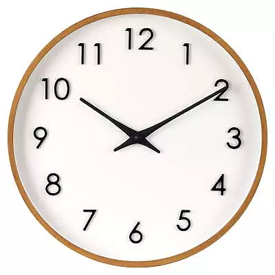 Round Indoor 20  Modern Mid-Tone Wood Finish Plastic Frame Analog Wall Clock • $29.99