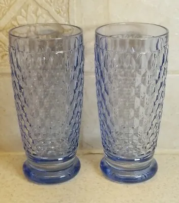 2 Villeroy & Boch Boston Blue Highball Flat Tumblers 6 1/4  Excellent Condition! • $28.99