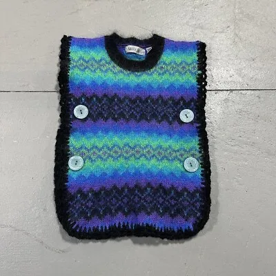 90s Amanda Smith Side Button Mohair Poncho Vest Size Small - Cute Glam Chic Y2k • $35