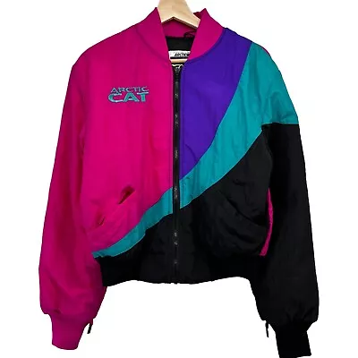 Vintage Arctic Cat Full Zip Color Block Nylon Windbreaker Jacket Sz S Thinsulate • $19.99