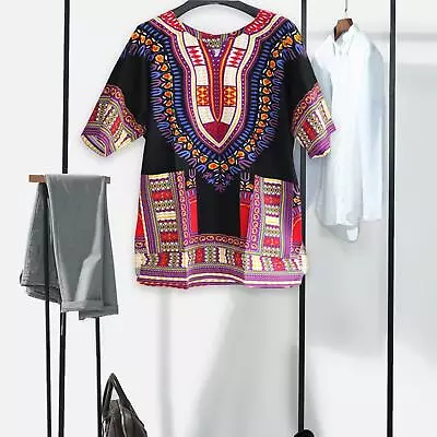 £14.76 • Buy Unisex African Dashiki T Shirt, Comfortable V  Colour Short Sleeve Shirts Tops