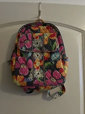 Vera Bradley Jazzy Blooms Small Backpack Flap Magnetic Pocket Colorful Floral  • $26.75