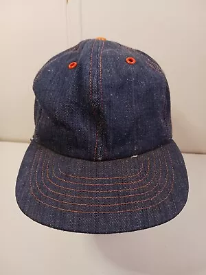Vintage Denim Snapback Cap Hat Medium - Large 7 1/8-7 5/8 Made In USA • $14.99