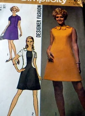 LOVELY VTG 1960s DRESS DESIGNER FASHION Sewing Pattern 12/34 • $6.99