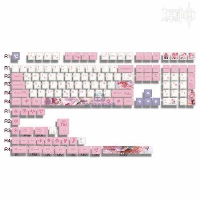 $43.70 • Buy Anime Genshin Impact Yae Miko Pink 135 Keycaps PBT Keycap For Cherry MX Keyboard