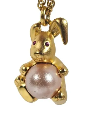 Joan Rivers Goldtone & Faux Pearl Rabbit Bunny Necklace • $14.99