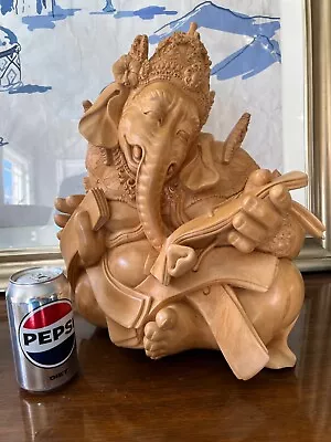 Ganesha Wood Carving Bali Art Sculpture -One Of The Most Charming Images Ganesh! • $1200