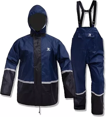 Rain Suits For Men Waterproof Breathable Rain Gear Durable Oxford Large Navy • $66.23