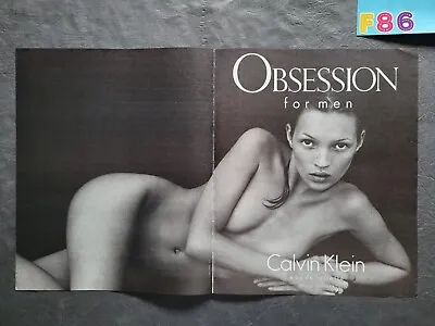 Kate Moss Obsession For Men Promo 2 Page Print Advertisement Vintage 1995 • £8.50