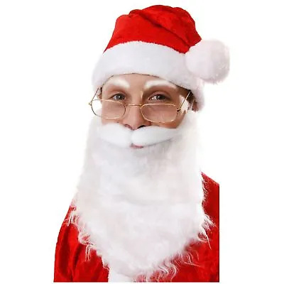 Budget Santa Claus Beard Father Christmas White & Moustache Fancy Dress Xmas • £3.19