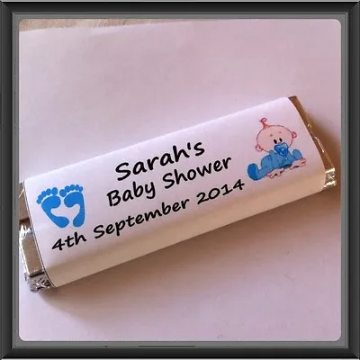 12 X Personalised Wrappers Chocolate Baby Shower Party Girl Boy Twins • £2.20