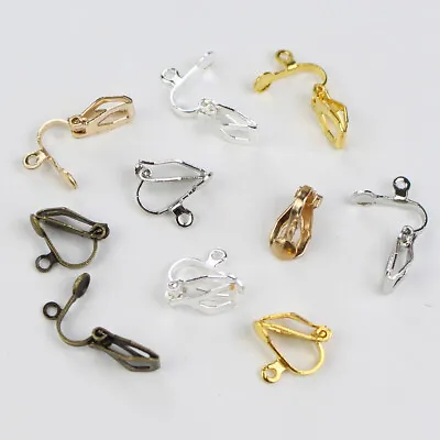 50Pcs Clip On Earring Findings Earwire Ear Clips For Diy Jewellery Making • £5.99