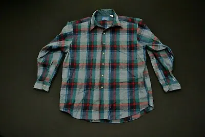 Flaws Pendleton Wool Board Shirt Green Blue Red Plaid Men's XL Moth Bites 5222s • $49.99