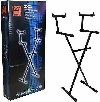 Tier X Style Heavy Mr Dj KS550 Keyboard Stand Br/ Deluxe Two  Duty Music Keyboar • $79.99