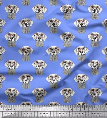 Soimoi Cotton Poplin Fabric Specs & Dachshund Face Dog Decor Fabric-VuC • $15.39