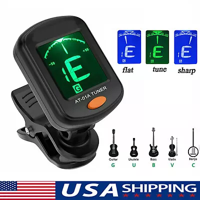 LCD Clip On Chromatic Acoustic Electric Guitar Bass Ukulele Banjo Violin Tuner • $5.88