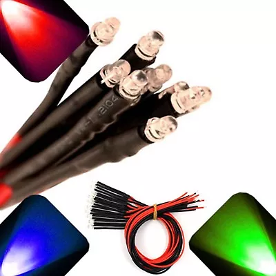 20 X LED Pre Wired 12v 3mm RGB LEDs Prewired 12 Volt Slow Auto Change 9v 6v • $15.62