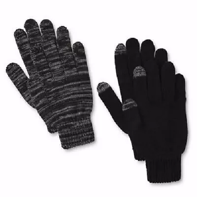 2-Pack Men's Tech Touch Touch-Screen Knit Texting Gloves Gray/Black L/XL #8186 • $12.59