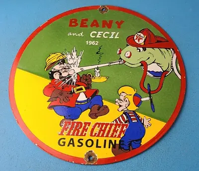 Vintage Texaco Gasoline Porcelain Fire Chief Gas Service Station Pump Plate Sign • $143.47