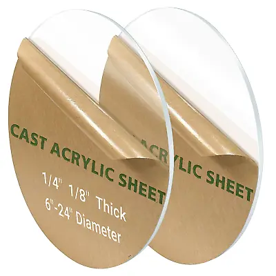 2 Qty 1/4  Round Plexiglass Sheets - 6 Inch Diameter Clear Acrylic Circles For C • $10.68