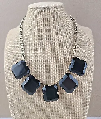 J. Crew Black Square Acrylic Gold-Tone Chunky Necklace Adjustable 21  • $17.97