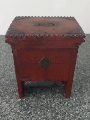 Vintage/ Antique Handmade Wooden Money Box In A Stool Or Desk? Shape Very Unique • $50